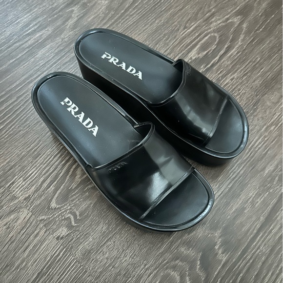 Prada wedge slides size 7 authentic - Picture 2 of 5